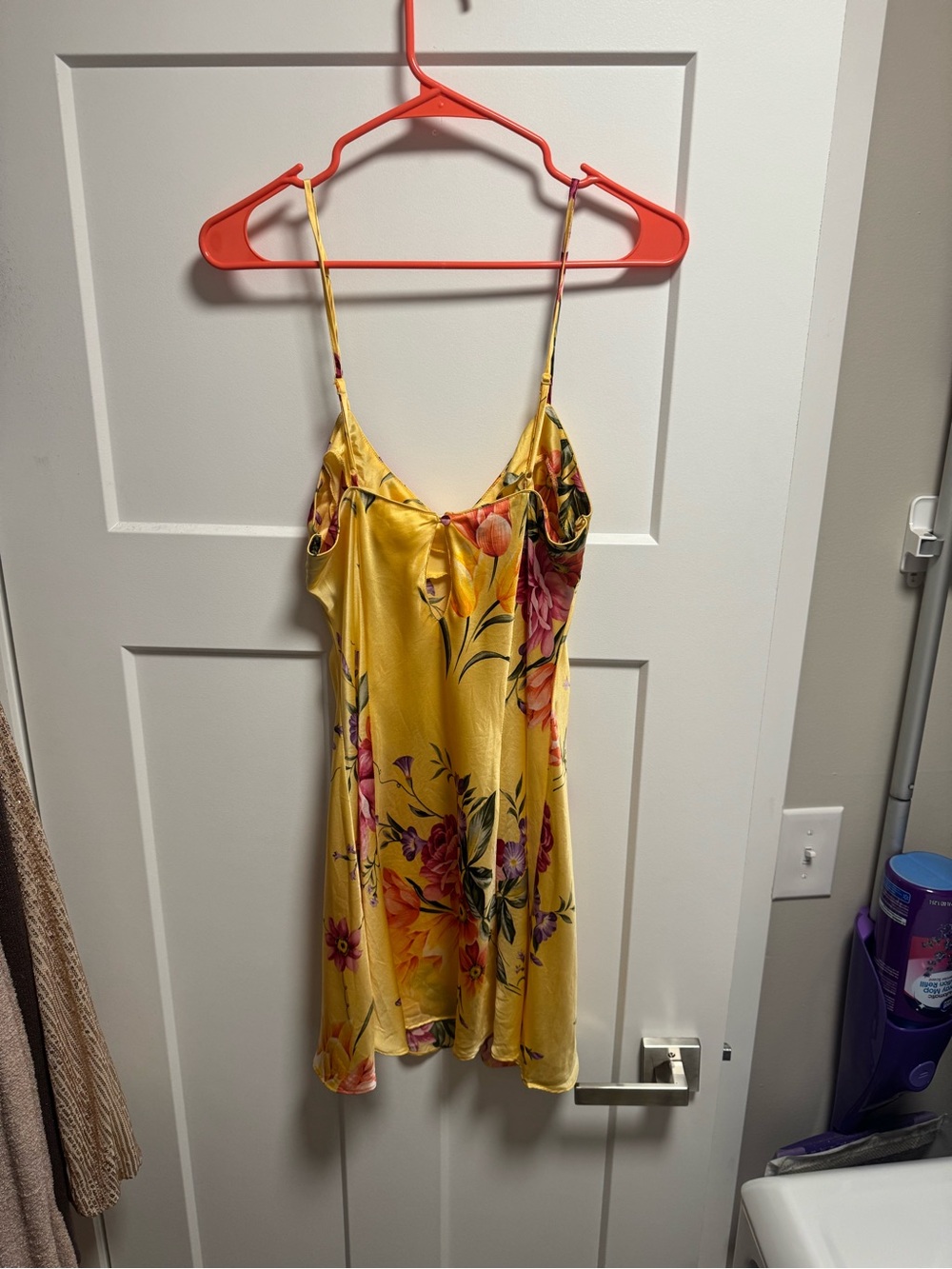 Victoria’s Secret 100% Silk Floral Slip Dress Yellow Pink Medium Vintage - Picture 4 of 5